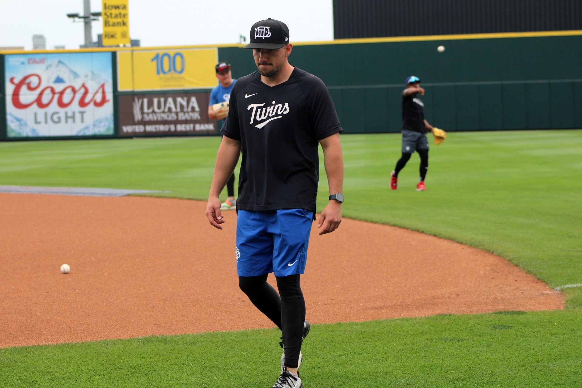 St. Paul Saints' hitting coach Shawn Schlechter before a recent game against the Iowa Cubs in Des Moines.