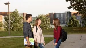Photo of students chatting on campus