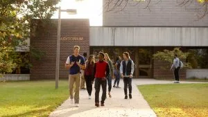 Photo of students exiting the NIACC Auditorium