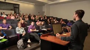 Photo of students in a Beem Center forum classroom
