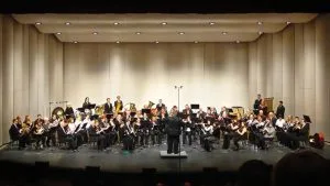 Photo of students performing an instrumental concert in the NIACC Auditorium