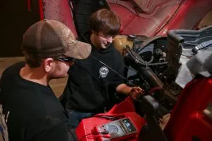 Picture of Diesel students working on Truck